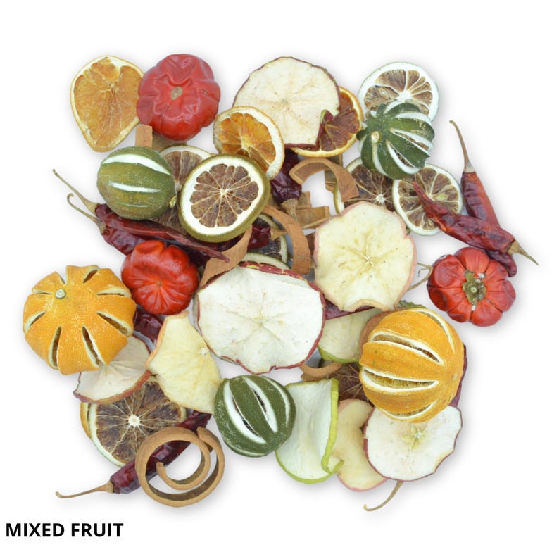 Dried Fruit Slices & Spices - Decoration Orange Lemon Lime Apple Slices, Cinnamon Sticks, Whole Cloves, Chillies - Scented Christmas Wreaths MIXED FRUIT