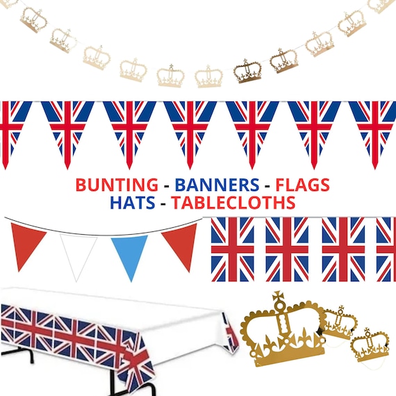Union Jack Fabric Bunting Adult Blue Red White 3 Metres Union Jack Fabric Bunting Adult Blue Red White 3 Metres