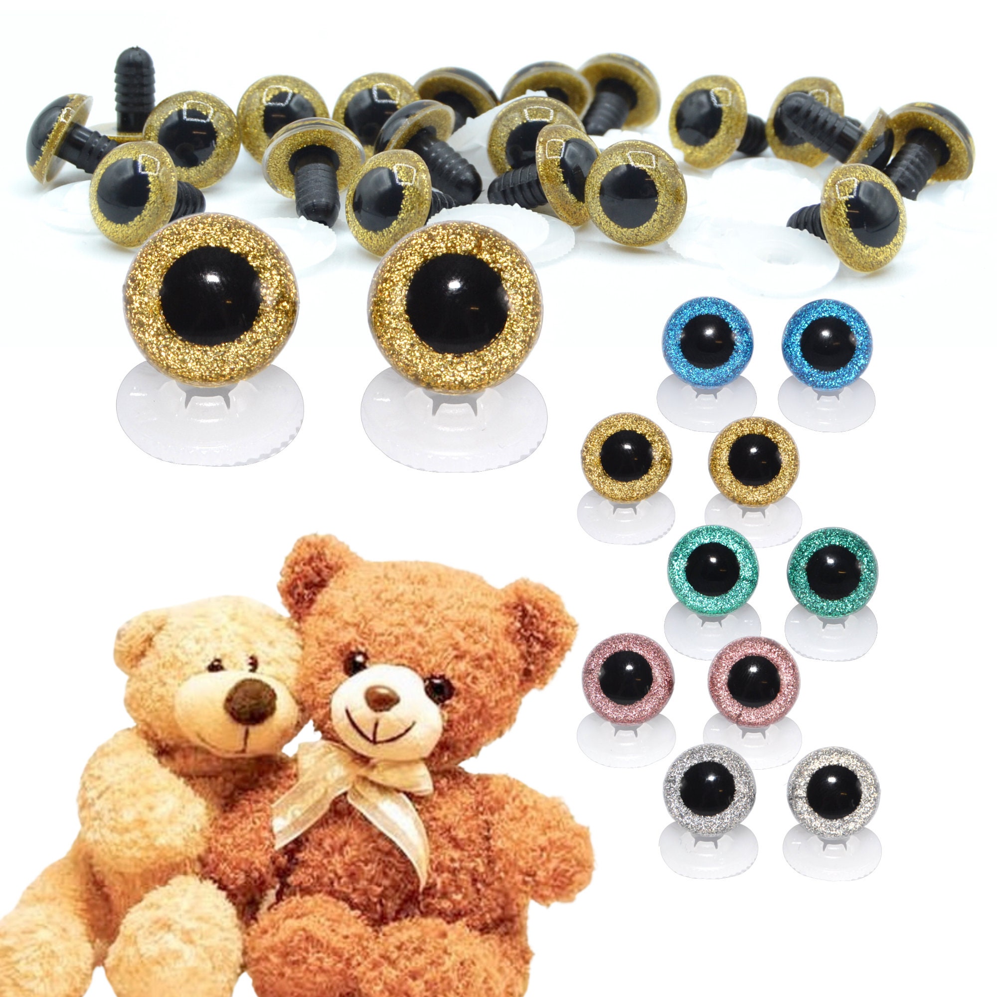 Trucraft Large Set Brown Safety Eyes and Nose for Teddy Bears and