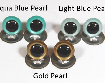 15mm Crystal Pearl Safety Crystal Eyes with Metal Backs - Choice of Colours - for Teddy Bear/Animal Soft Toy Making