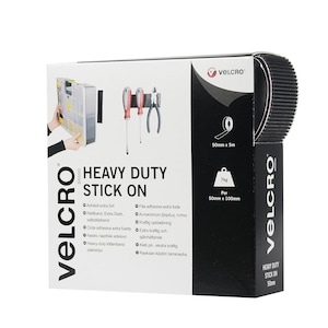 VELCRO® Heavy Duty Self Adhesive | 50mm Black and White | 5m Long | Sewing | Hanging
