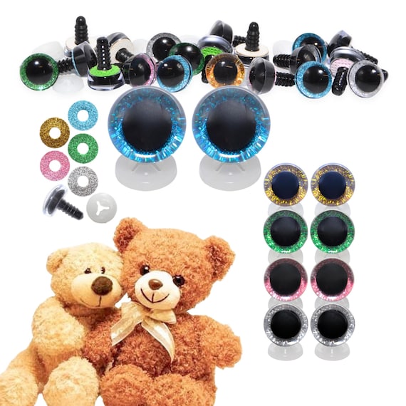 Mixed 2 3D Glitter Eyes with Plastic Backs - 12mm-30mm Sparkle Safety Teddy Bear Soft Toy Animal Doll Making Craft Supplies