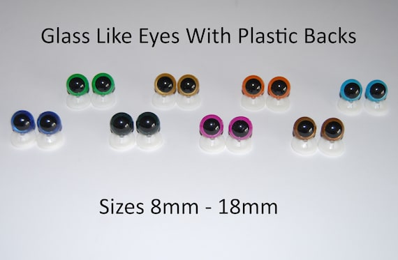 8mm Glass Like Eyes - Safety Eyes with Plastic Backs for Teddy Bear/Animal Making