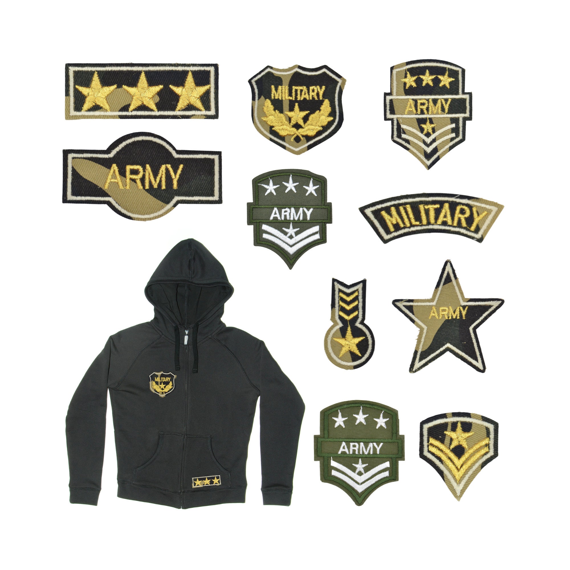 Conjunto de 8 parches bordados para planchar o coser en el ejército bordado  apliques militar bordado motivo transferencia oficial