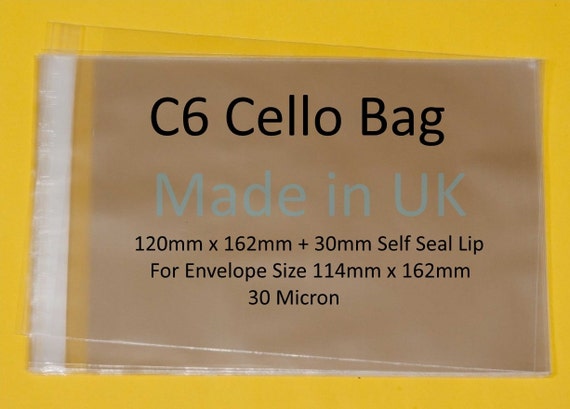 Zellophanbeutel C6 Selbstklebend – 120x162 Mm + 30 Mm Klappe, Transparent, 30 Mikron, 100 Stück