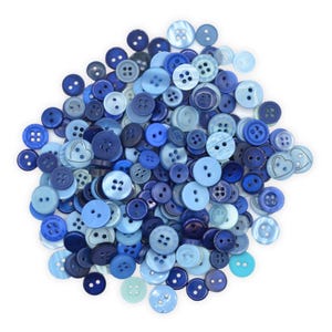 Tiny Shades of Blue Buttons - Lovely Coloured Buttons Mix Weights - Bags Various Sizes and Colours