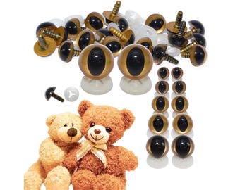 Gold Cats Eyes with Plastic Backs - Teddy Bear Animal Reptile Cat Soft Toy Making Doll Safety Washer