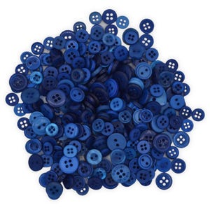 Blue Buttons - Various Mix Sizes & Weights - Vibrant Colours Crafts Scrapbooking Card Making