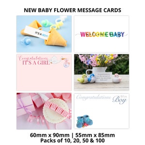 Nieuwe babybloem-berichtkaarten - 60 mm x 90 mm | 55 mm x 85 mm - Bloemistenbenodigdheden