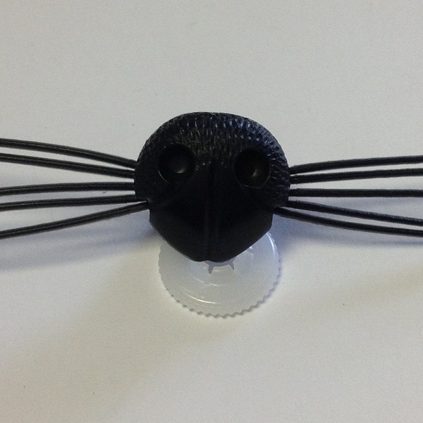 Nez de moustache noir de 22 mm avec dos en plastique - Nez de sécurité pour animaux de caractère pour peluches et ours en peluche