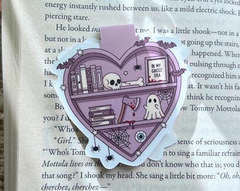 Magnetic Bookmark: Spooky Bookshelf Heart, Halloween Book Accessories, In My Ghost Era