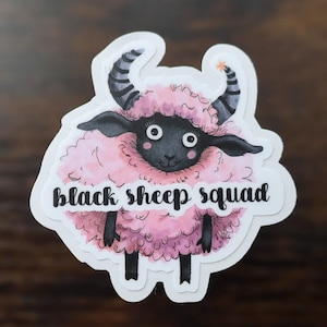 Funny Pink "Black Sheep Squad" Die Cut Vinyl Sticker