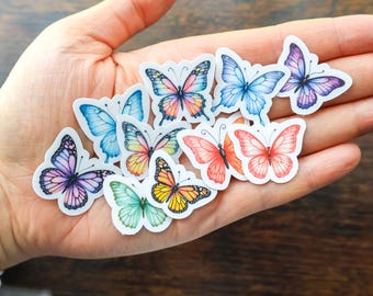 Mini Stickers: 10 Watercolor Butterfly Embellishment Stickers, 1 inch #303