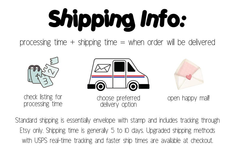 an info sheet describing shipping info
