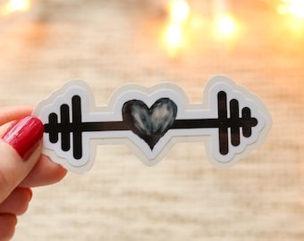 Black Heart Barbell Gym Lover I Love Lifting Fitness Exercise Workout Vinyl Sticker