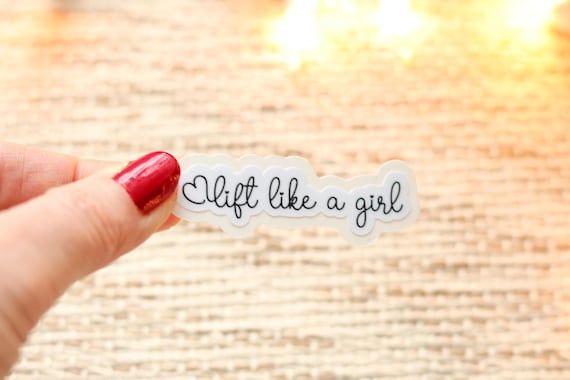 Motivational "Lift Like a Girl" Heart Gym Lover Fitness Workout Black White Text Vinyl Sticker
