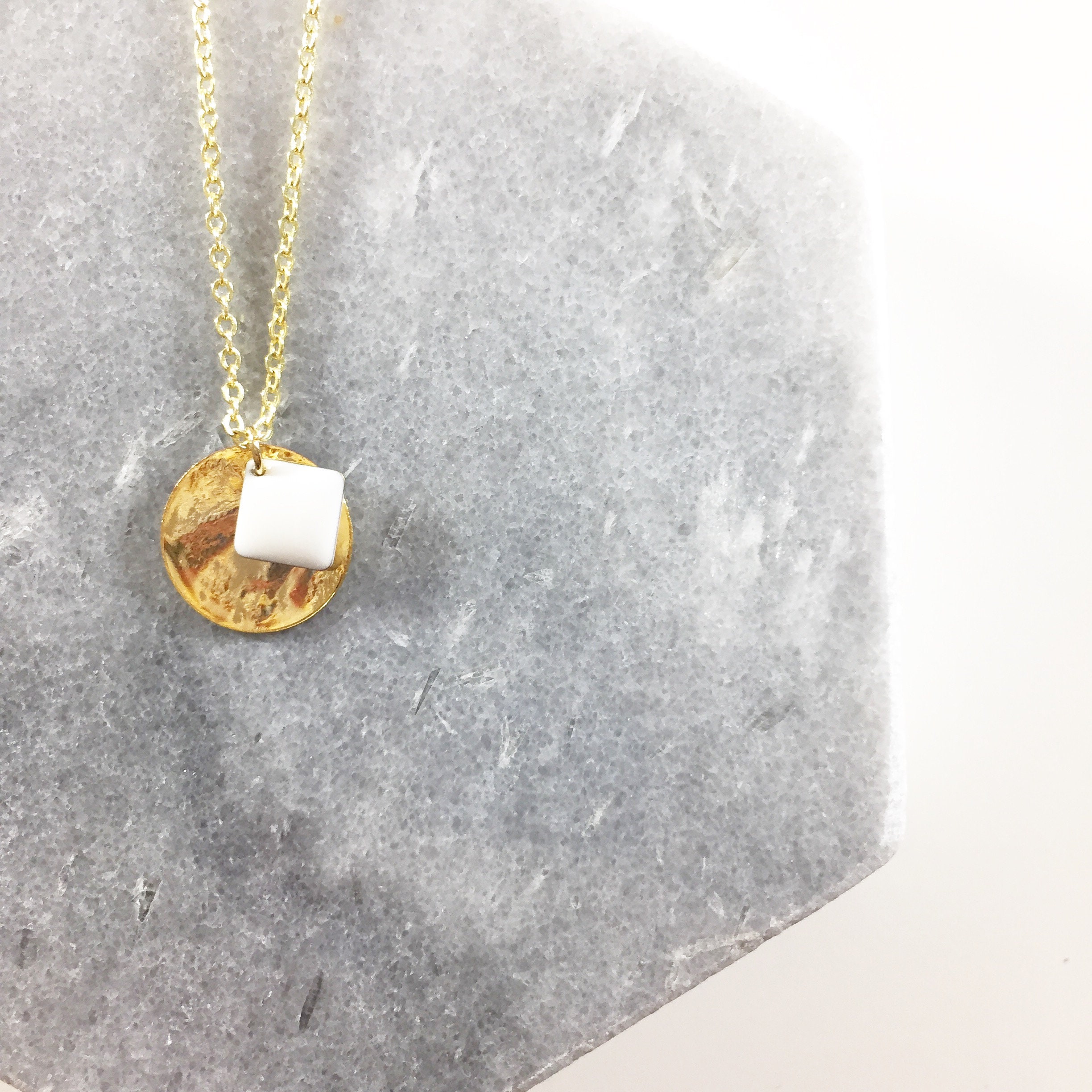 MARCEL Necklace - Chain and Locket in Golden Brass and