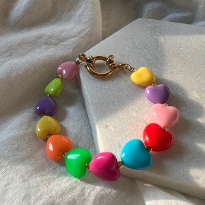 Pulsera GABIN - acero inoxidable y corazones multicolores - Marie de la Louise