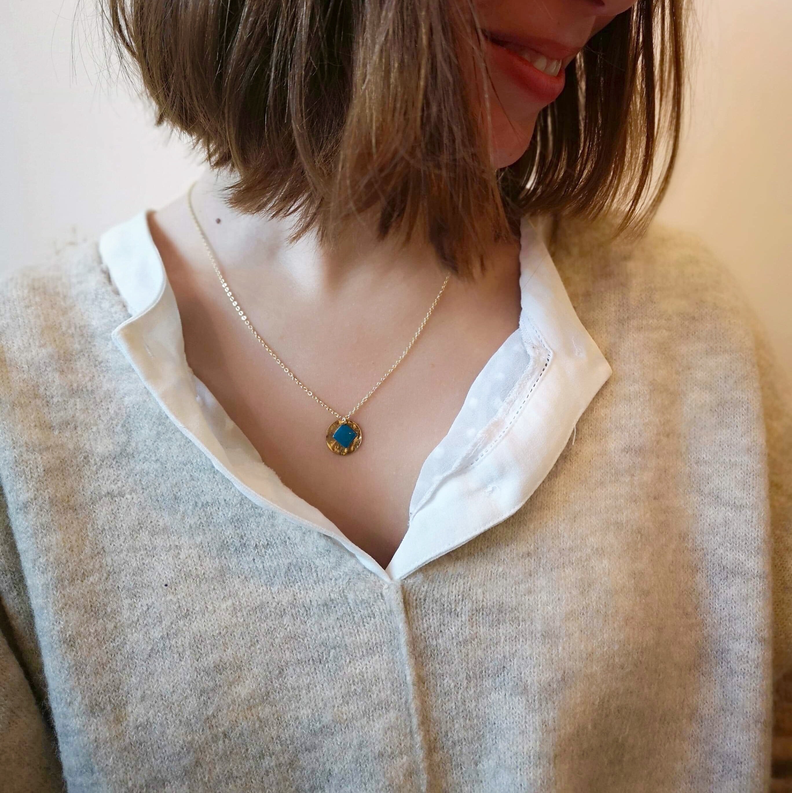MARCEL Necklace - Chain and Locket in Golden Brass and