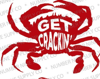 Krijg Crackin Crab SVG, PNG, Cut File, Graphic, Vector, Digital Download, Clip Art, Red, No9GraphicSupplyCo