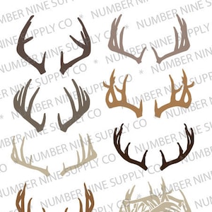 Deer Antlers, SVG, DXF, EPS, Cut Files, Vector, Graphic, Digital Download, NO9SupplyCo
