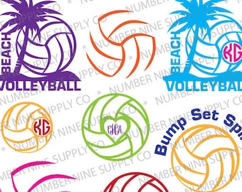 Volleybal SVG, Monogram Frames, DXF, EPS, Vector, Graphics, Digitale Downloads, NO9SupplyCo