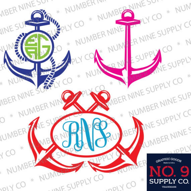 Download Anchor Monogram Frame SVG DXF EPS Cut File Clip Art | Etsy