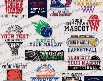 Basketbal SVG, basketbalbundel SVG, u aanpassen, lettertype installeren, alfabet SVG, basketbal gesneden bestanden, No9GraphicSupplyCo