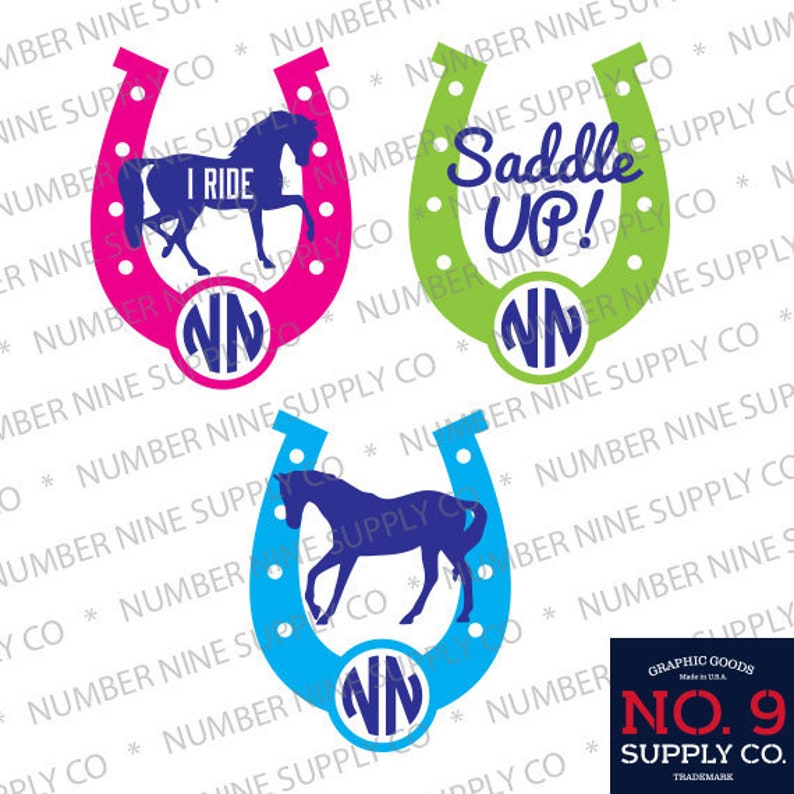 Download Horse Shoe Monogram Frame SVG DXF EPS Cut File Vector | Etsy