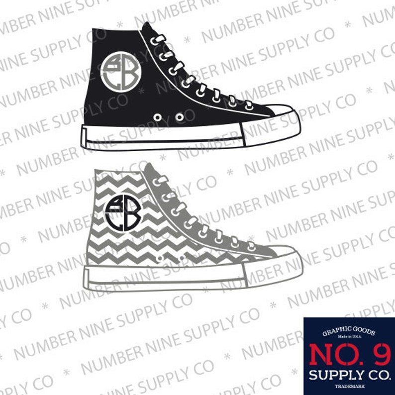 Download Hi Tops Tennis Shoe Sneakers Monogram Frame SVG DXF EPS | Etsy