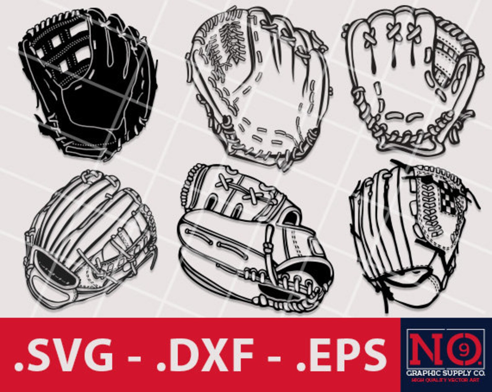 Baseball Gloves Bundle Softball Gloves Bundle SVG DXF EPS Etsy