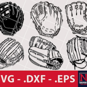 Baseball Gloves Bundle, Softball Gloves Bundle, SVG, DXF, EPS, Clip Art, Cut File, Stencils, Cameo, Cricut, No9GraphicSupplyCo