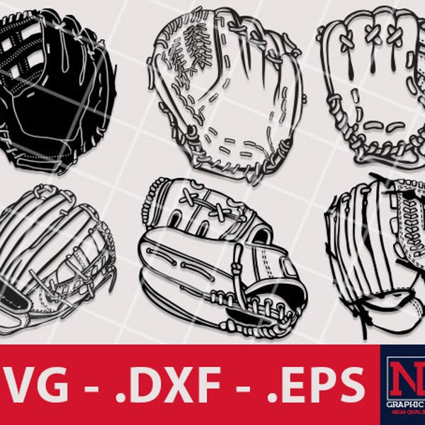 Baseball Gloves Bundle, Softball Gloves Bundle, SVG, DXF, EPS, Clip Art, Cut File, Stencils, Cameo, Cricut, No9GraphicSupplyCo