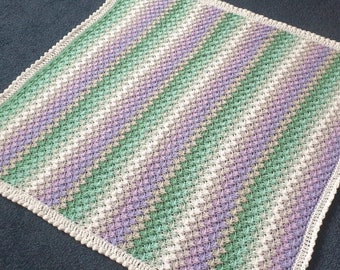 READY-MADE - Crochet Baby Blanket // Ombre Lavender - Sage Green // Baby Shower, Christening, Aqiqah, Baptism Gift
