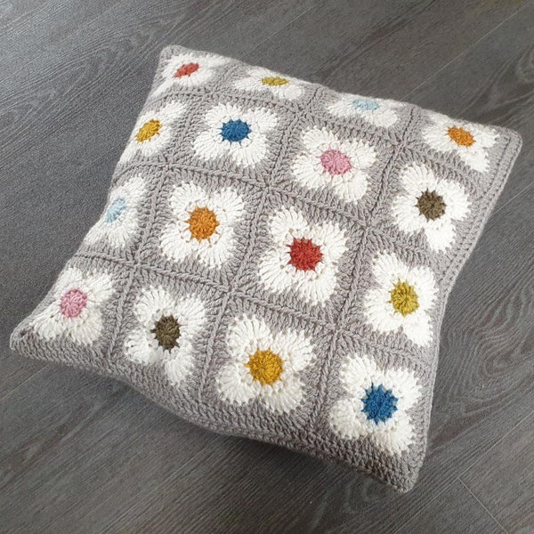 CUSTOM - Floral Crochet Cushion // Orla Kiely Inspired // Colours of your choice!