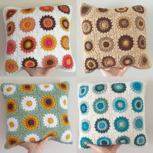 CUSTOM - Sunburst Flower Crochet Cushion Cover - Colours of YOUR Choice!