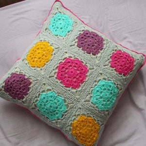 CUSTOM - Large Flower Crochet Cushion Cover - Colours of YOUR Choice!