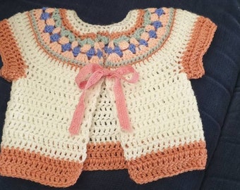 AANGEPASTE-Sweet korte mouwen klein meisje Cardigan-baby shower, doop, doopsel, Aqiqah aanwezig