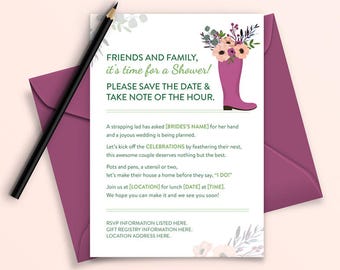 Rhyming Rain Boot Bridal Shower Digital/Printable Invitation