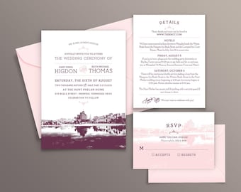 Memphis, Tennessee City Skyline 5-Piece Wedding Invitation Package
