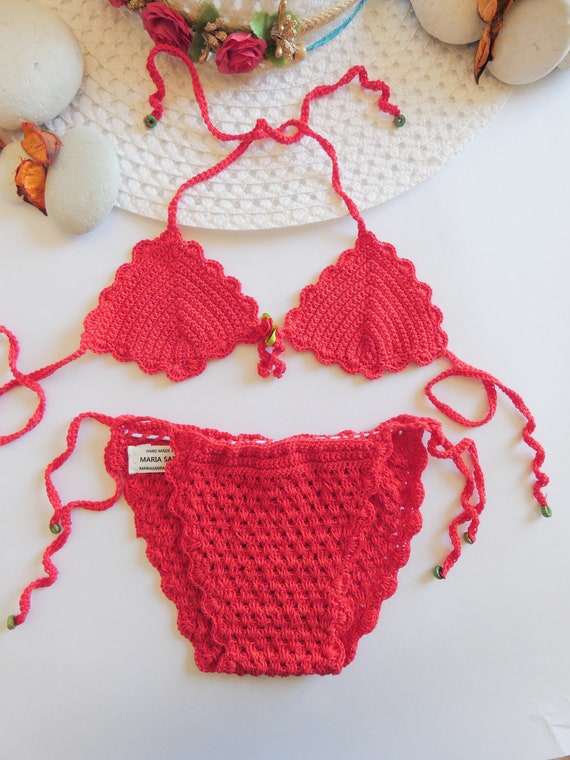 red crochet bikini