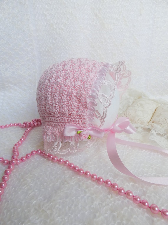 Cuffia rosa per neonata Regalo battesimo Cuffia rosa per - Etsy Italia
