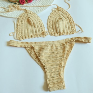 Ecru crochet bikini for girls