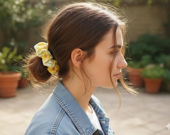 Floral print cotton fabric hair scrunchies