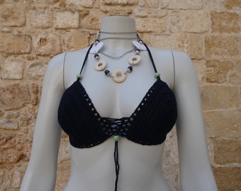 Dark blue crochet bikini