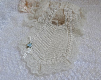 Crochet baptism bib for newborn | Baby crochet bib