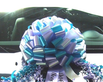Custom USA Made Turquoise Multi Color Ribbon Bows - Sweet 16th Birthday Graduation Gift Bows - Free Print, Fast Ship