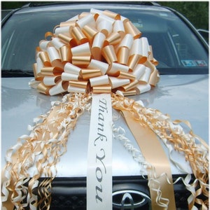 BigBows Giant Silver 30 inch Magnetic Car Bow, Weather Resistant Vinyl