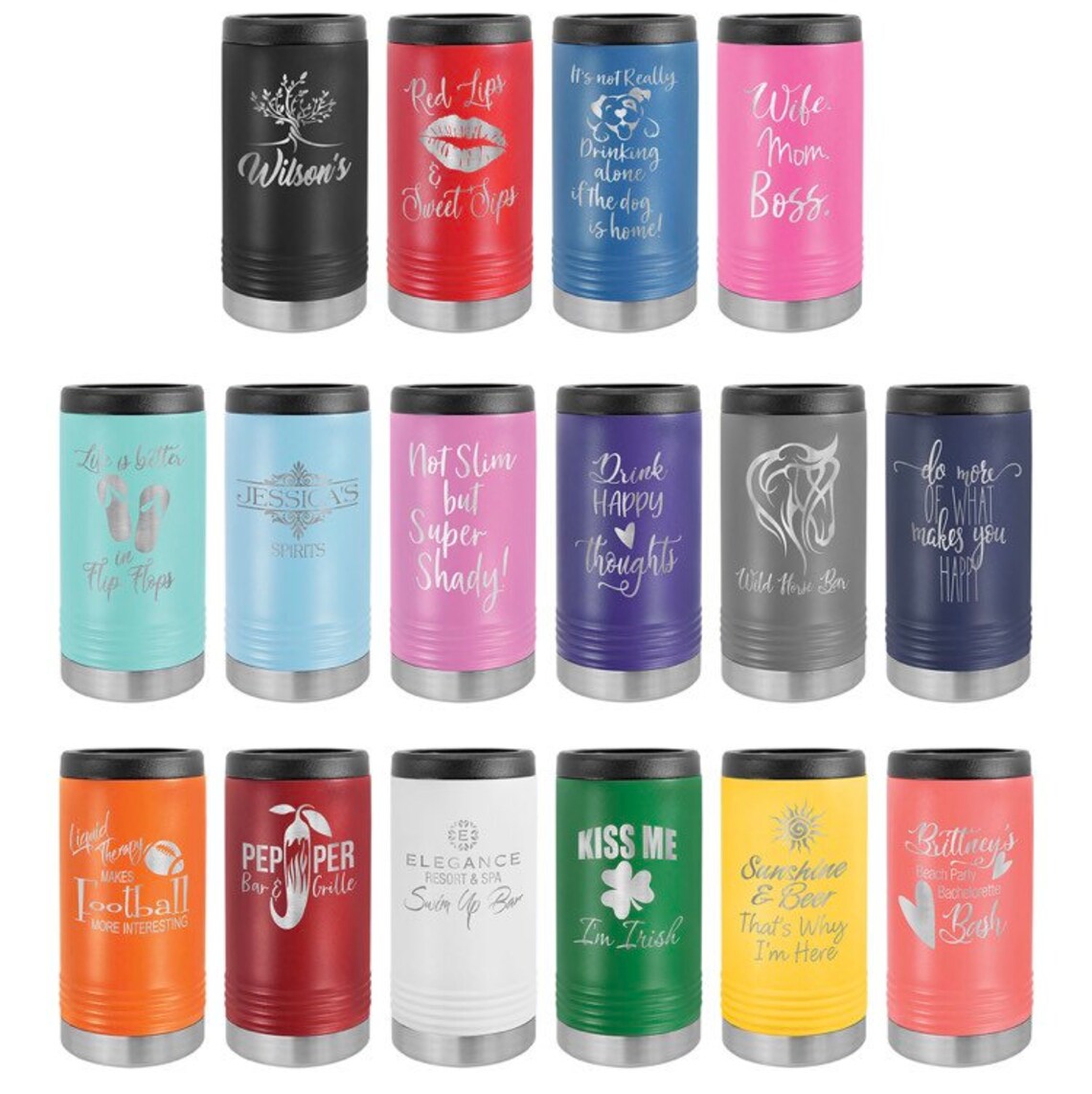 A. Custom Stainless Steel Koozies tall Skinnies 17 Colours Etsy