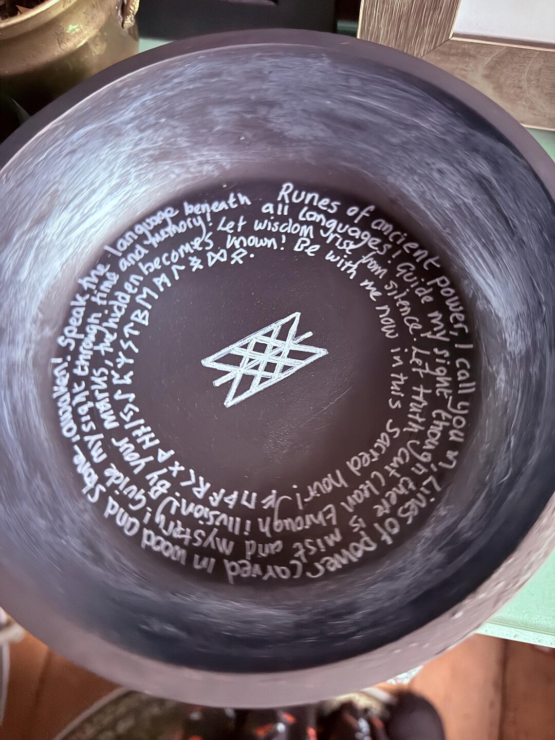 141 Rune Invocation Bowl. the Elder Futhark Runes Offering Bowl. Pagan Witch ...